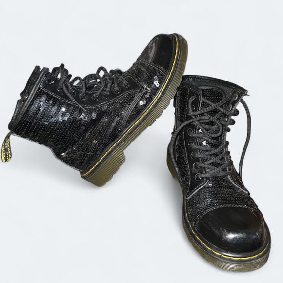 Dr. Martens Pooch Sequin Boots Kids Size 2 - Picture 2 of 6